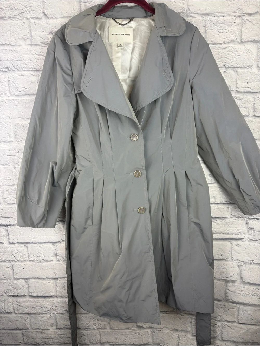 Banana Republic Gray Women's Trench Coat with Belt Size Medium